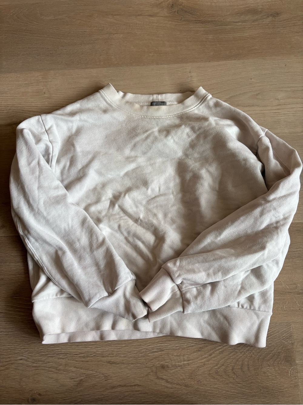 Crewneck Cotton-Blend Sweater in Off-White